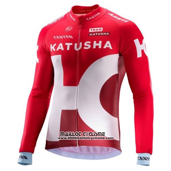 2016 Maillot Ciclismo Katusha Alpecin Blanc et Rouge Manches Longues et Cuissard